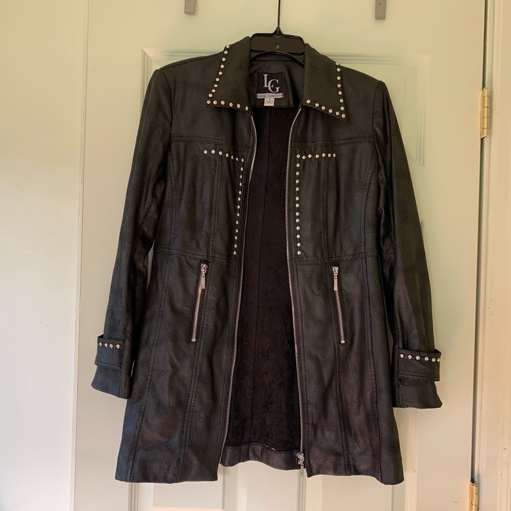 Black studded Lena Gabrielle pleather jacket